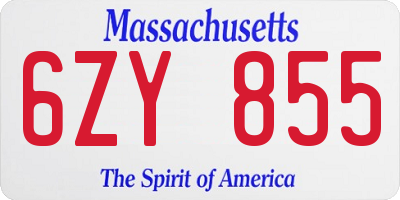 MA license plate 6ZY855