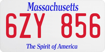 MA license plate 6ZY856