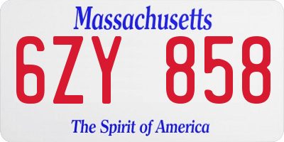 MA license plate 6ZY858