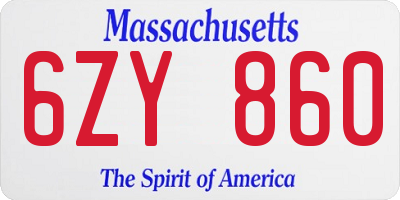 MA license plate 6ZY860