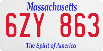 MA license plate 6ZY863