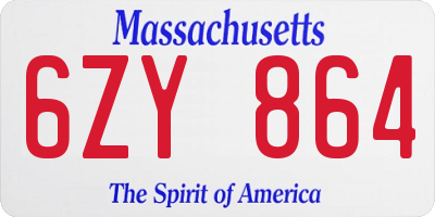 MA license plate 6ZY864