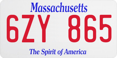 MA license plate 6ZY865