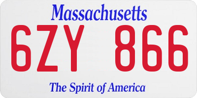 MA license plate 6ZY866