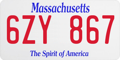 MA license plate 6ZY867