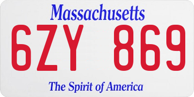 MA license plate 6ZY869
