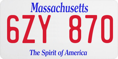MA license plate 6ZY870