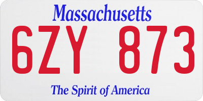 MA license plate 6ZY873