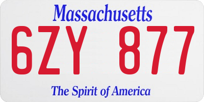 MA license plate 6ZY877