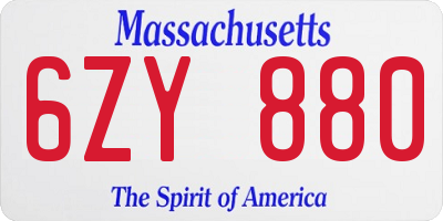 MA license plate 6ZY880