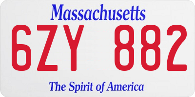 MA license plate 6ZY882