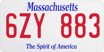 MA license plate 6ZY883