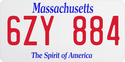 MA license plate 6ZY884