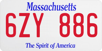 MA license plate 6ZY886
