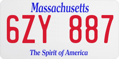 MA license plate 6ZY887