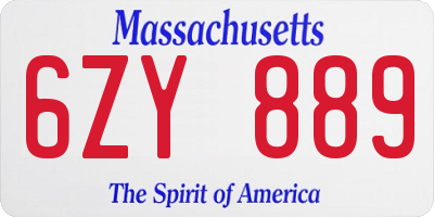 MA license plate 6ZY889