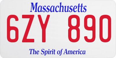 MA license plate 6ZY890