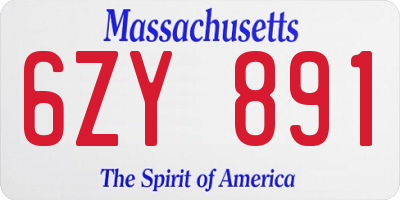 MA license plate 6ZY891