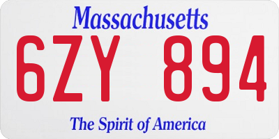 MA license plate 6ZY894