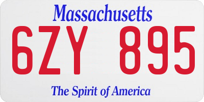 MA license plate 6ZY895