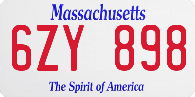 MA license plate 6ZY898
