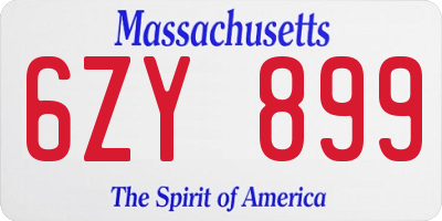 MA license plate 6ZY899