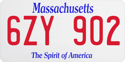 MA license plate 6ZY902