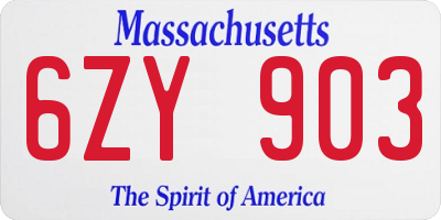 MA license plate 6ZY903
