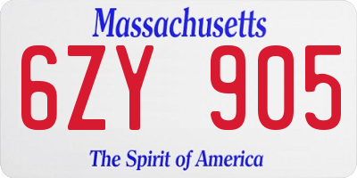 MA license plate 6ZY905
