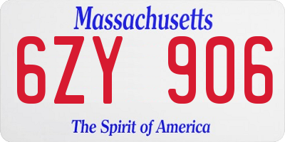 MA license plate 6ZY906