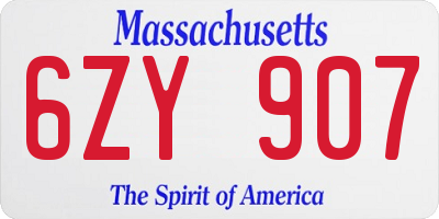 MA license plate 6ZY907