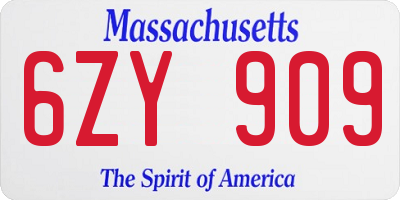 MA license plate 6ZY909