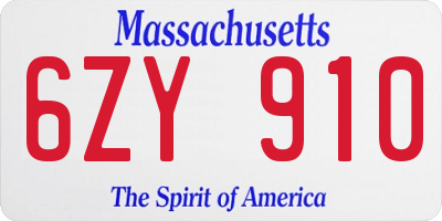 MA license plate 6ZY910