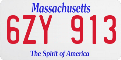 MA license plate 6ZY913