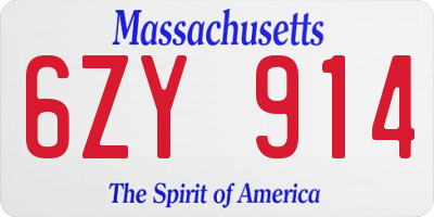 MA license plate 6ZY914