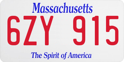 MA license plate 6ZY915