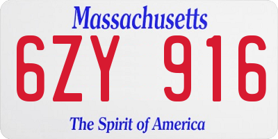 MA license plate 6ZY916