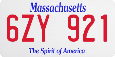 MA license plate 6ZY921