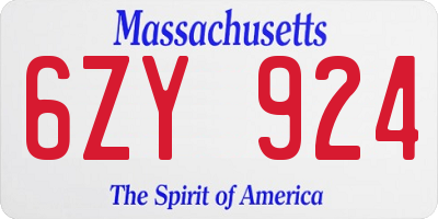 MA license plate 6ZY924