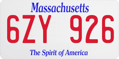 MA license plate 6ZY926