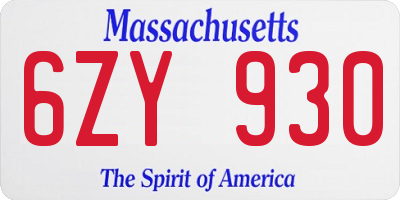 MA license plate 6ZY930