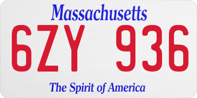 MA license plate 6ZY936
