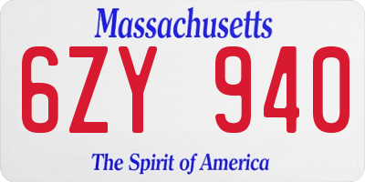 MA license plate 6ZY940