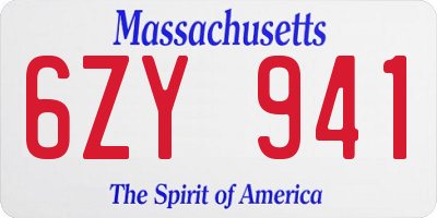 MA license plate 6ZY941