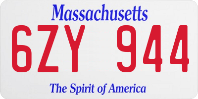 MA license plate 6ZY944