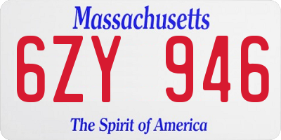 MA license plate 6ZY946