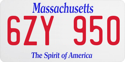 MA license plate 6ZY950