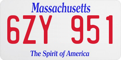 MA license plate 6ZY951