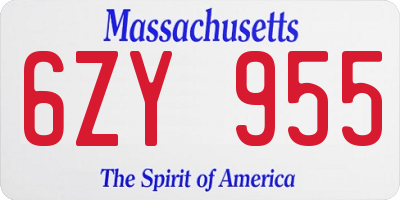 MA license plate 6ZY955