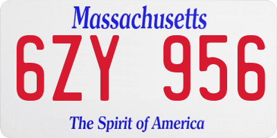 MA license plate 6ZY956